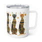 Whimsical Cats Insulated 10oz Coffee Mug | Stainless Steel Travel Mug with Snap-On Lid | Durable adventure mug