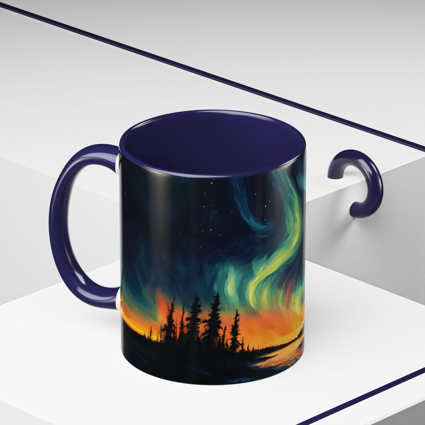 Aurora Borealis Accent Mug | Northern Lights Landscape Mug