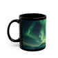 Enchanting Northern Lights Black Ceramic Mug | Black Ceramic Aurora Borealis Mug | Enchanting Mountain Night Sky Mug