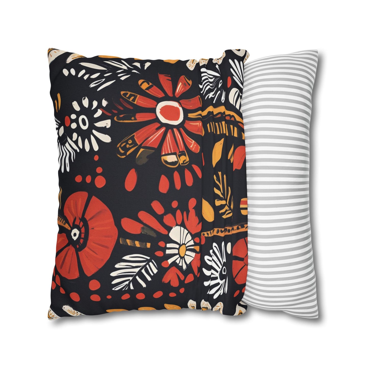 Boho Chic Floral Pillow Cover – Bold Indoor Decor | Spun Polyester Square Pillowcase | Decorative floral pillow