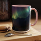 Illuminate Your Mornings: Northern Lights Accented Ceramic Mug 11, 15oz