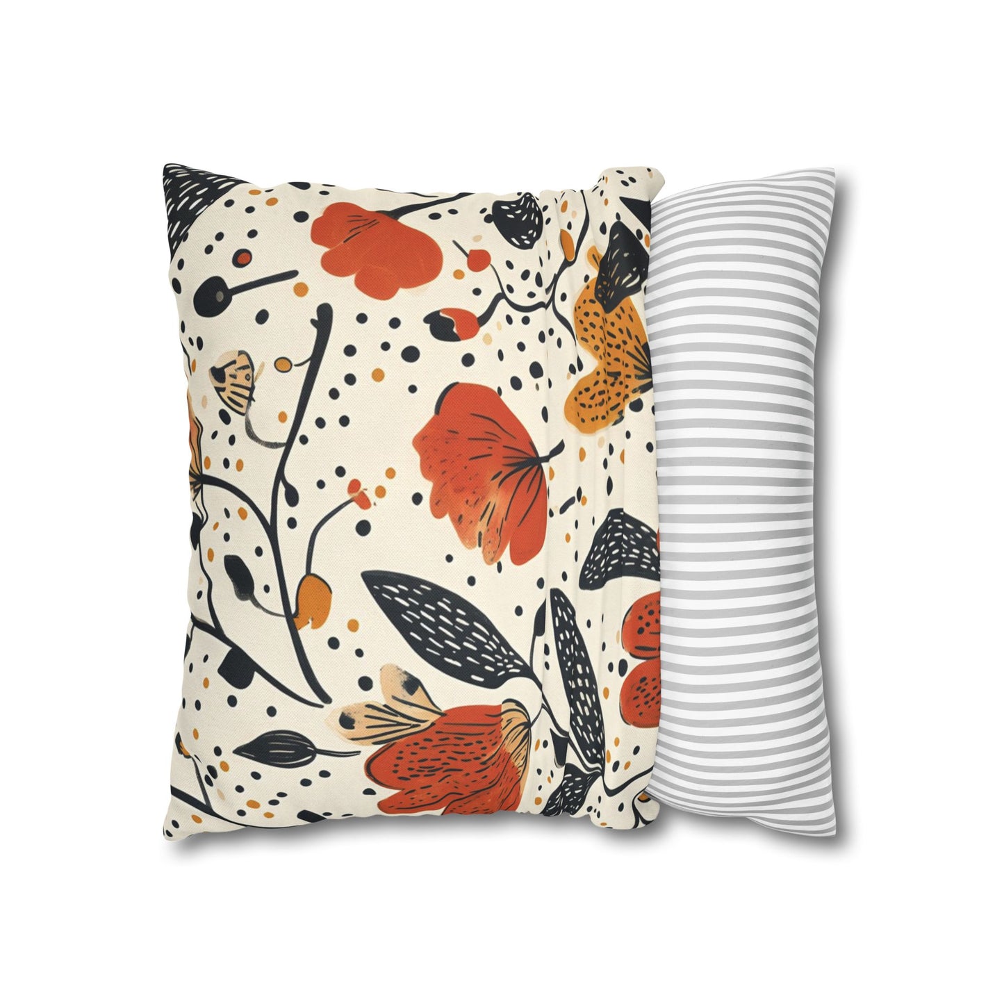 Autumn Bloom Pillow Cover – Cozy Up Your Space with Warm Floral Decor! Spun Polyester Square Pillowcase