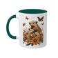 Capybara Family Autumn Mug | Whimsical 11oz Ceramic Coffee Cup with Color Accent