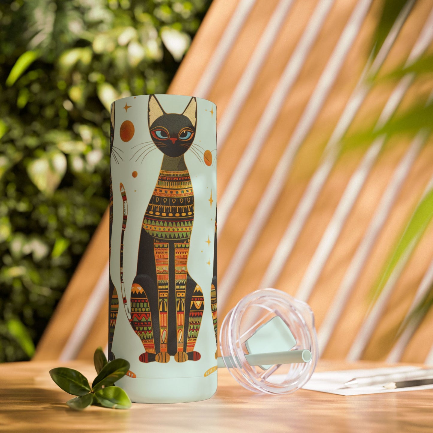 Hot and Cold Drink Tumbler | Artistic Cat Print Tumbler | Travel Coffee Mug | Cat Lover Gift