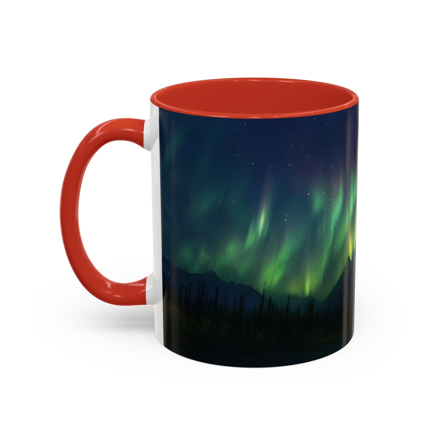 Illuminate Your Mornings: Northern Lights Accented Ceramic Mug 11, 15oz