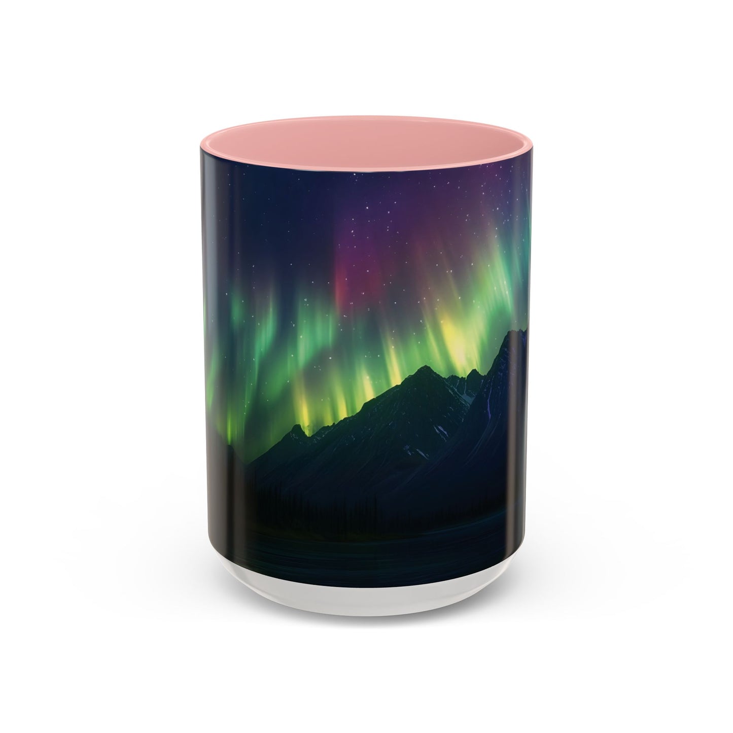 Illuminate Your Mornings: Northern Lights Accented Ceramic Mug 11, 15oz