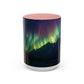 Illuminate Your Mornings: Northern Lights Accented Ceramic Mug 11, 15oz