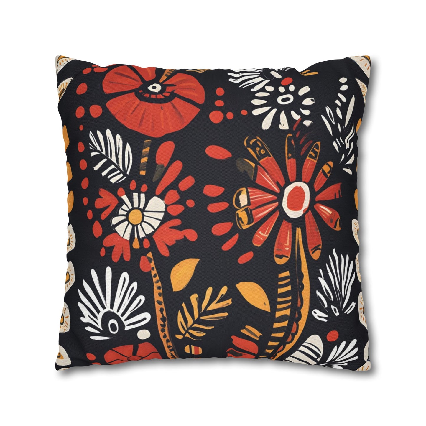 Boho Chic Floral Pillow Cover – Bold Indoor Decor | Spun Polyester Square Pillowcase | Decorative floral pillow