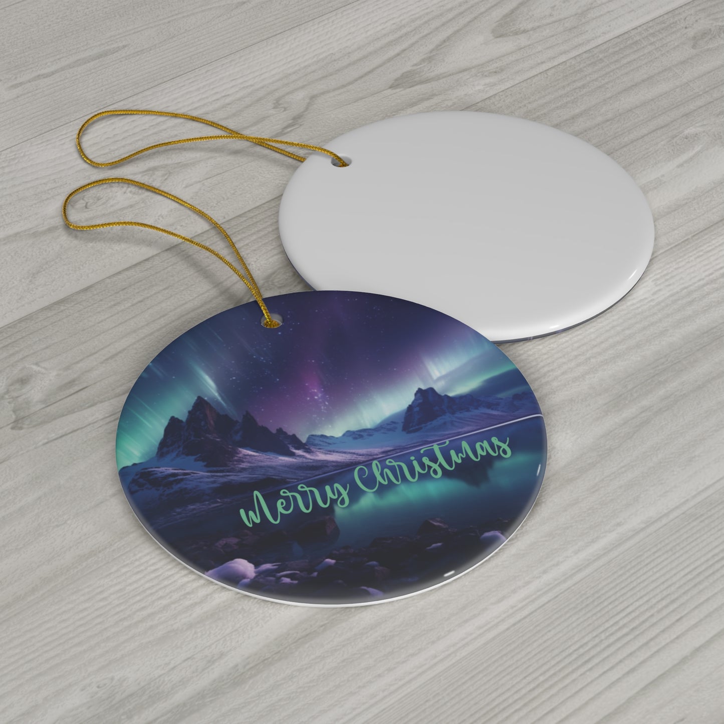 Aurora Borealis Custom Christmas Ornament, Christmas Gift, Christmas Ornaments, Ceramic Ornament, Northern Lights, Yukon, Arctic Vibes