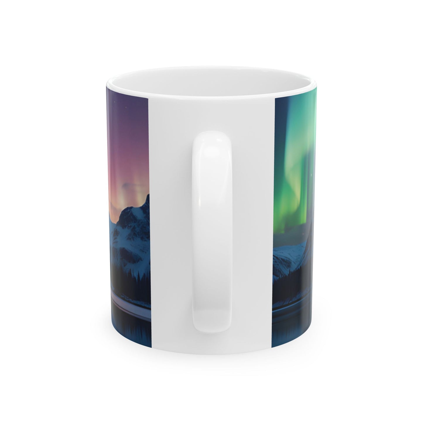 Aurora Borealis Ceramic Mug 11oz, Northern Lights, Dancing lights, Yukon, Alaska, Iceland, Scandinavia, Norway, Nature, Natural, Mountains