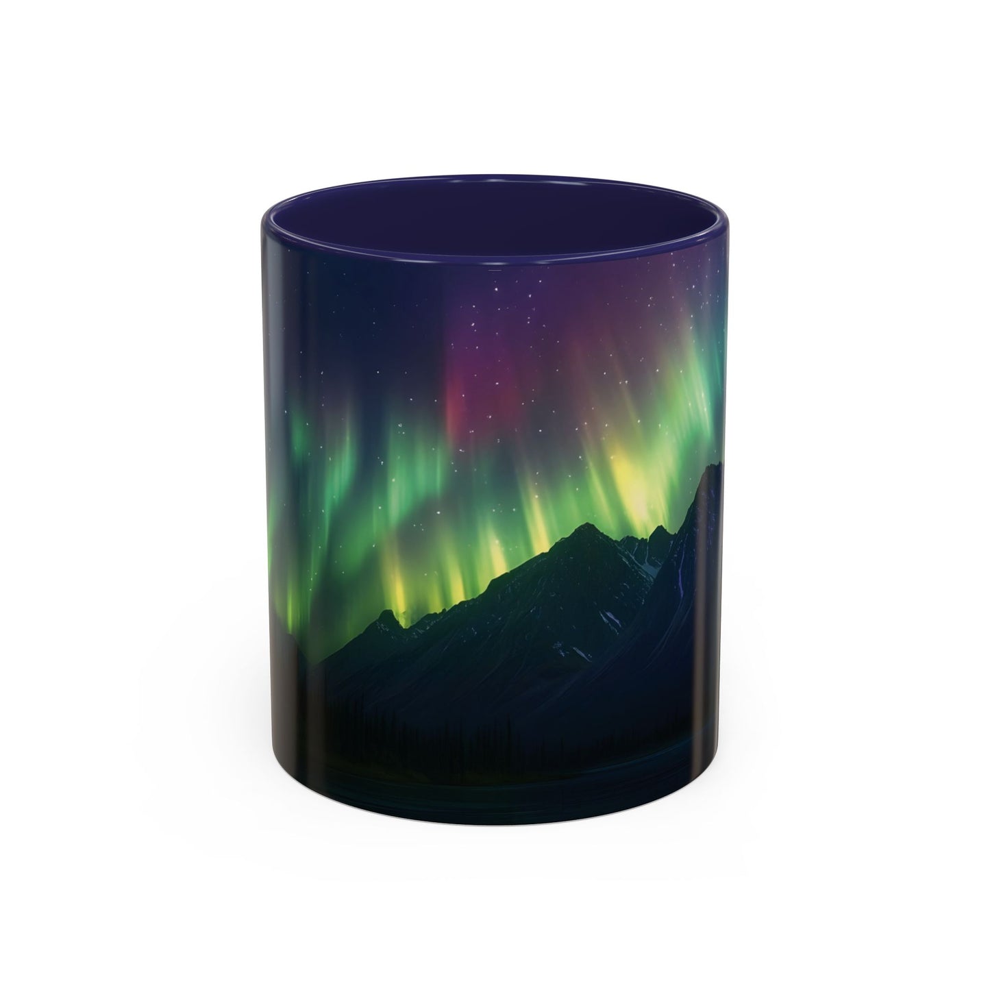 Illuminate Your Mornings: Northern Lights Accented Ceramic Mug 11, 15oz