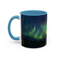 Illuminate Your Mornings: Northern Lights Accented Ceramic Mug 11, 15oz