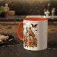 Capybara Family Autumn Mug | Whimsical 11oz Ceramic Coffee Cup with Color Accent