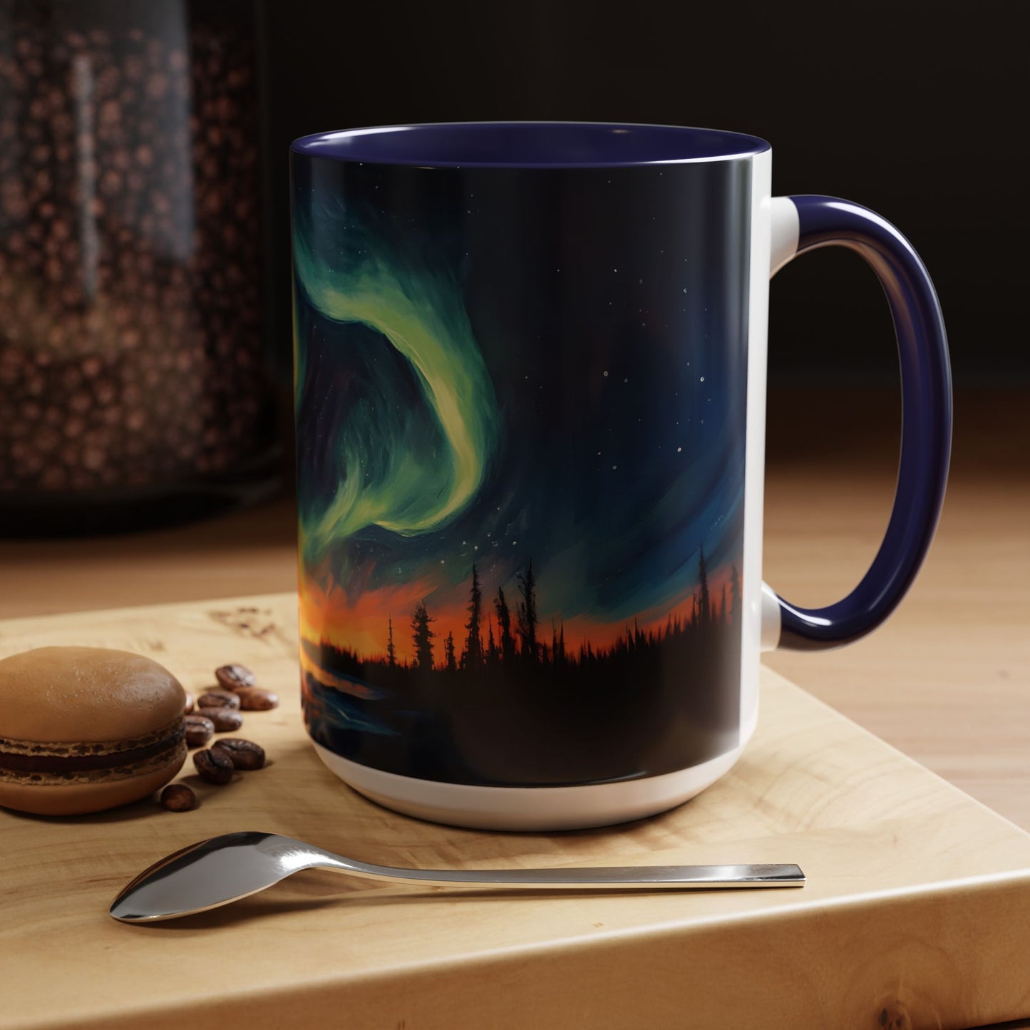 Aurora Borealis Accent Mug | Northern Lights Landscape Mug