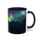 Illuminate Your Mornings: Northern Lights Accented Ceramic Mug 11, 15oz