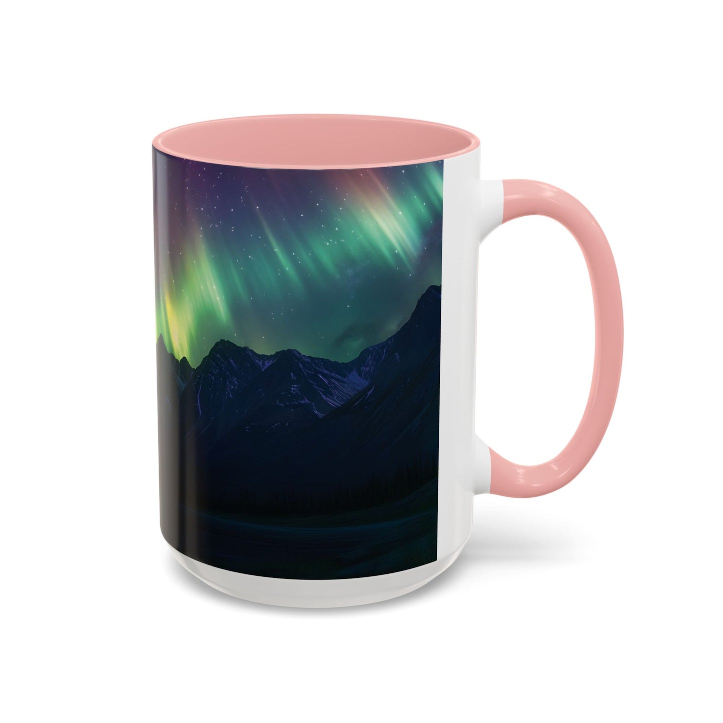 Illuminate Your Mornings: Northern Lights Accented Ceramic Mug 11, 15oz