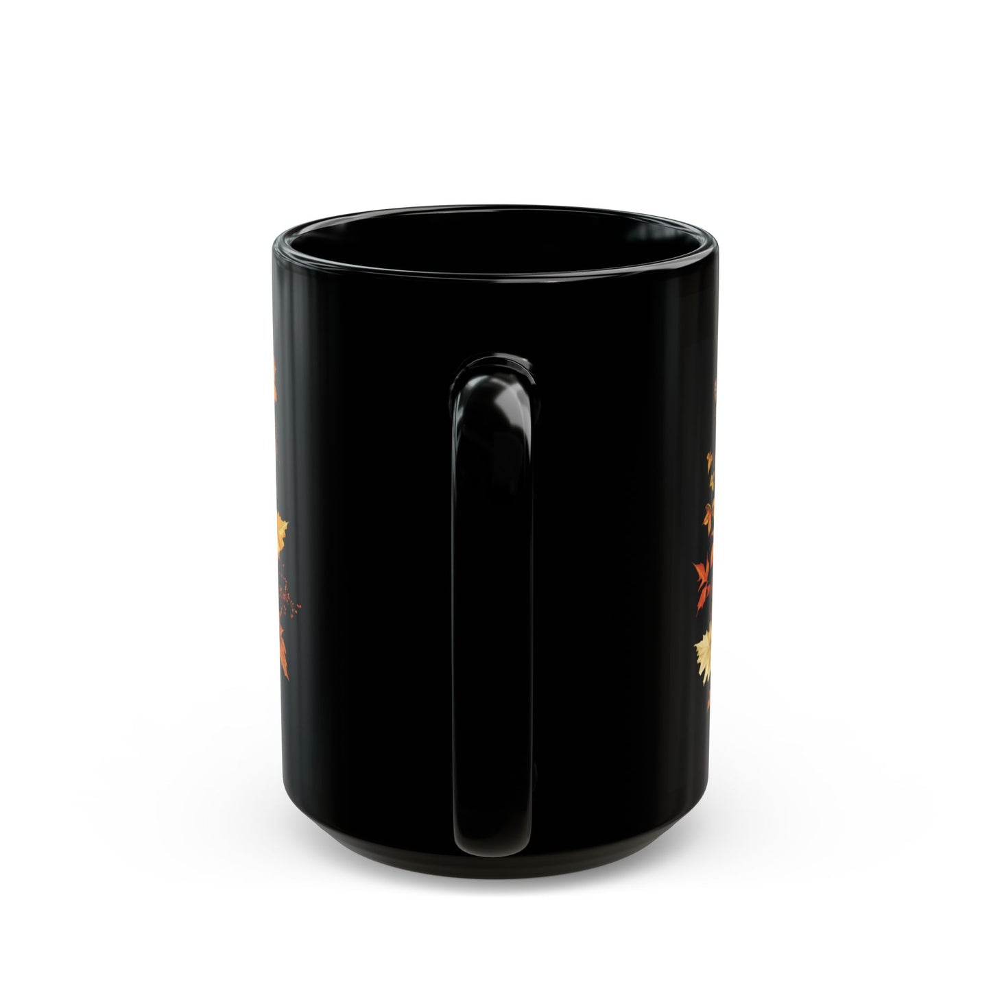 Autumn Frog and Mushroom Magic Mug | Enchanting Black Ceramic Coffee Cup