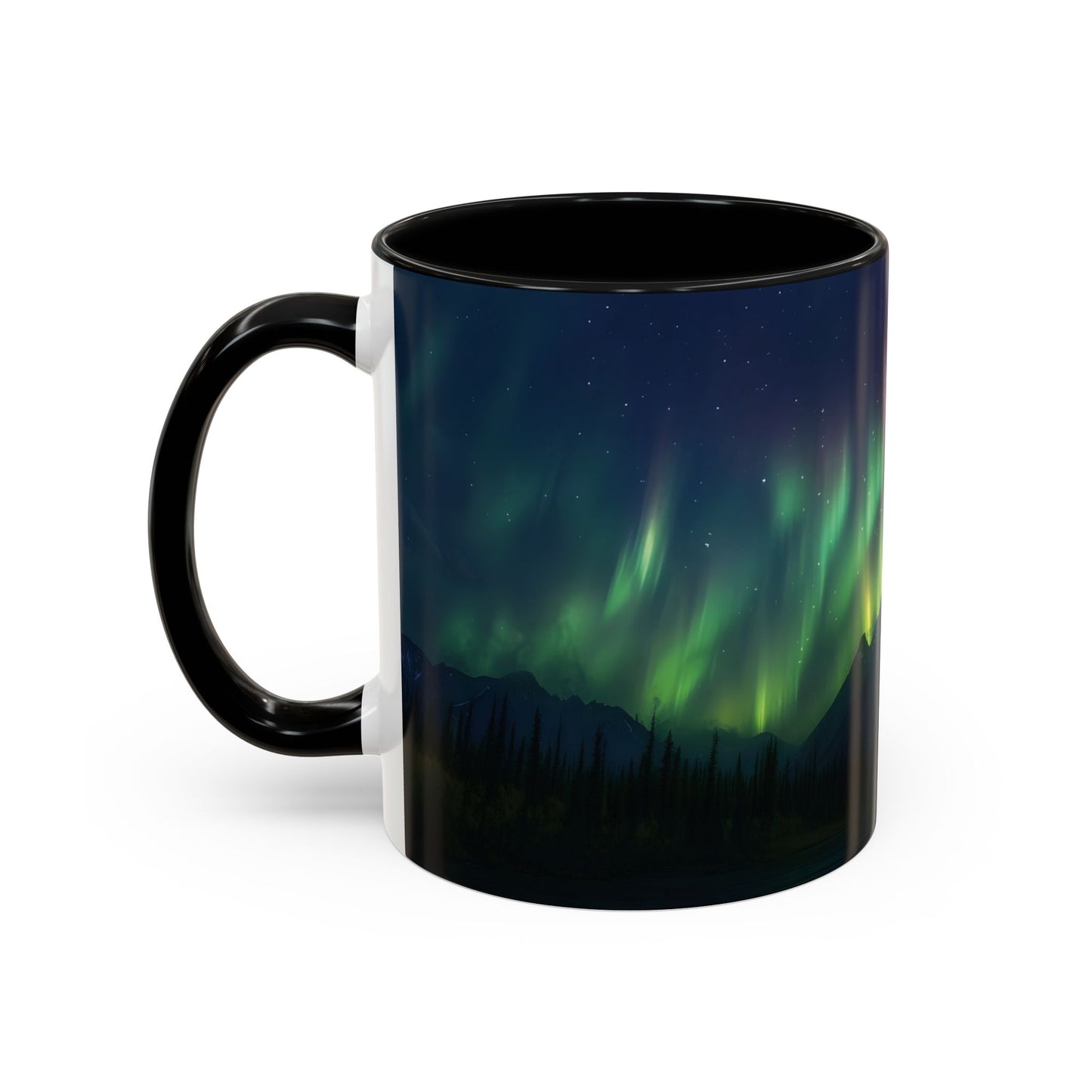 Illuminate Your Mornings: Northern Lights Accented Ceramic Mug 11, 15oz