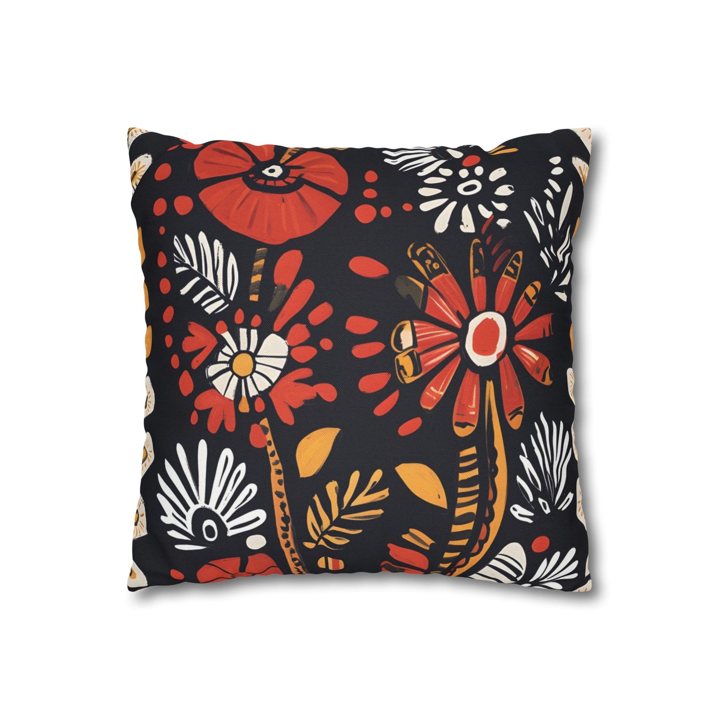 Boho Chic Floral Pillow Cover – Bold Indoor Decor | Spun Polyester Square Pillowcase | Decorative floral pillow