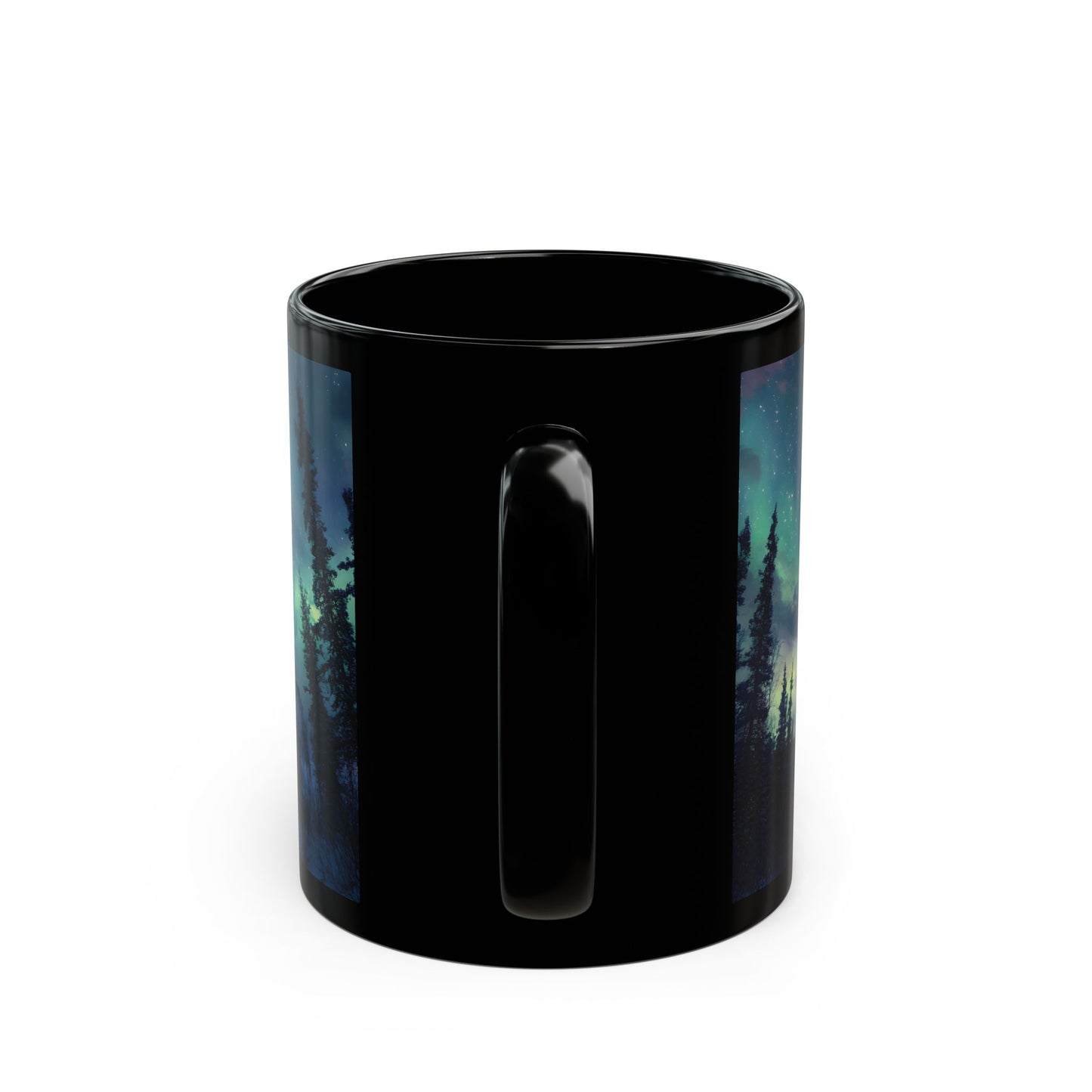 Enchanting Aurora Borealis Black Ceramic Mug | Northern Lights Mug