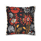 Boho Chic Floral Pillow Cover – Bold Indoor Decor | Spun Polyester Square Pillowcase | Decorative floral pillow