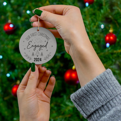 Engagement Christmas Ornament, 1-Pack - Our first Christmas engaged - Holiday Decor, Engagement Gift, Christmas Tree Decoration, Love