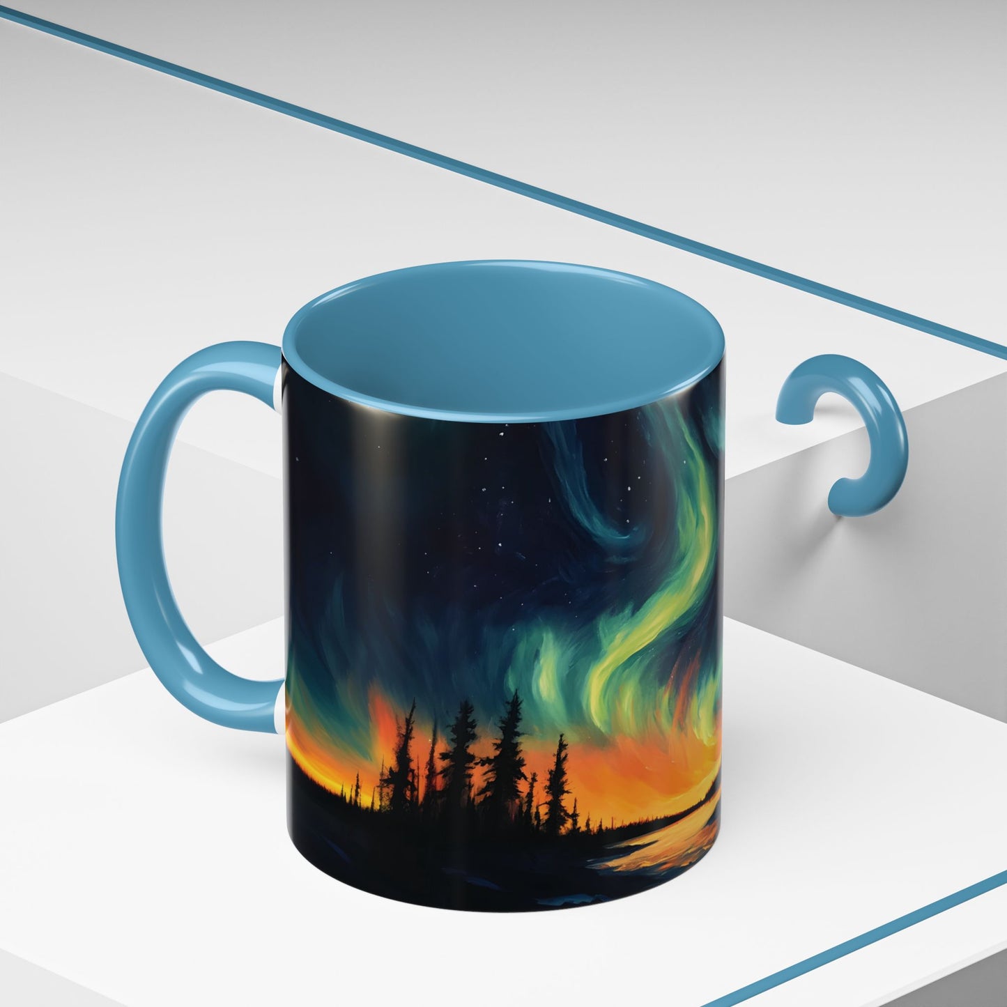 Aurora Borealis Accent Mug | Northern Lights Landscape Mug