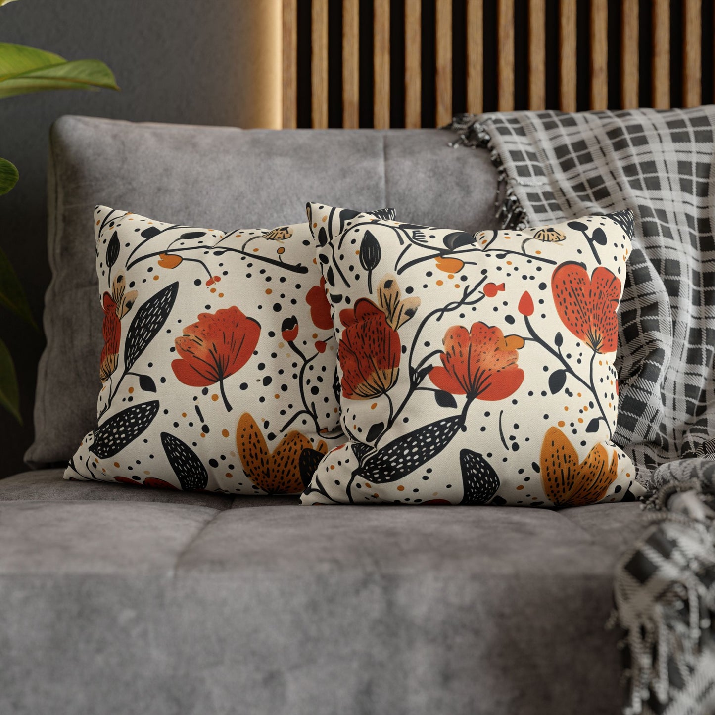 Autumn Bloom Pillow Cover – Cozy Up Your Space with Warm Floral Decor! Spun Polyester Square Pillowcase