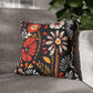 Boho Chic Floral Pillow Cover – Bold Indoor Decor | Spun Polyester Square Pillowcase | Decorative floral pillow