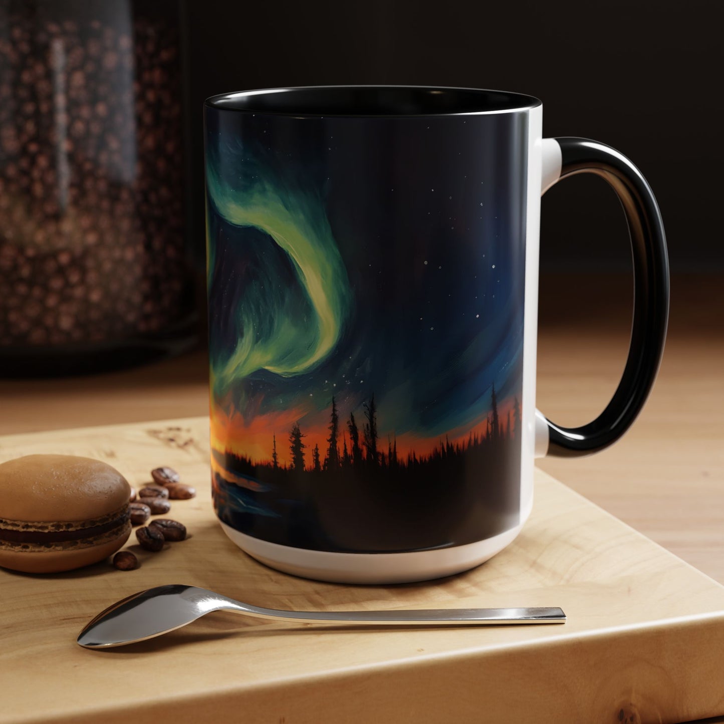 Aurora Borealis Accent Mug | Northern Lights Landscape Mug