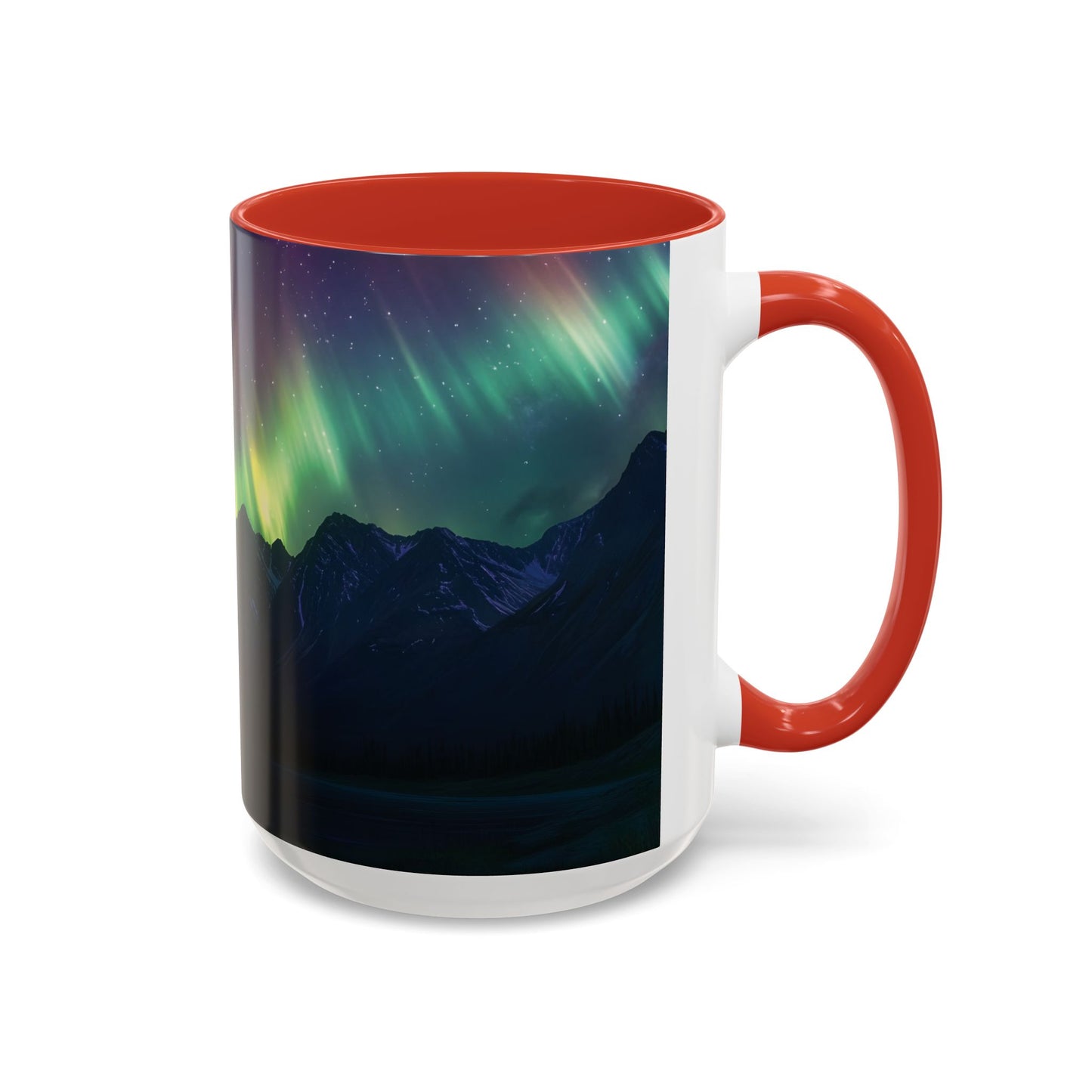 Illuminate Your Mornings: Northern Lights Accented Ceramic Mug 11, 15oz