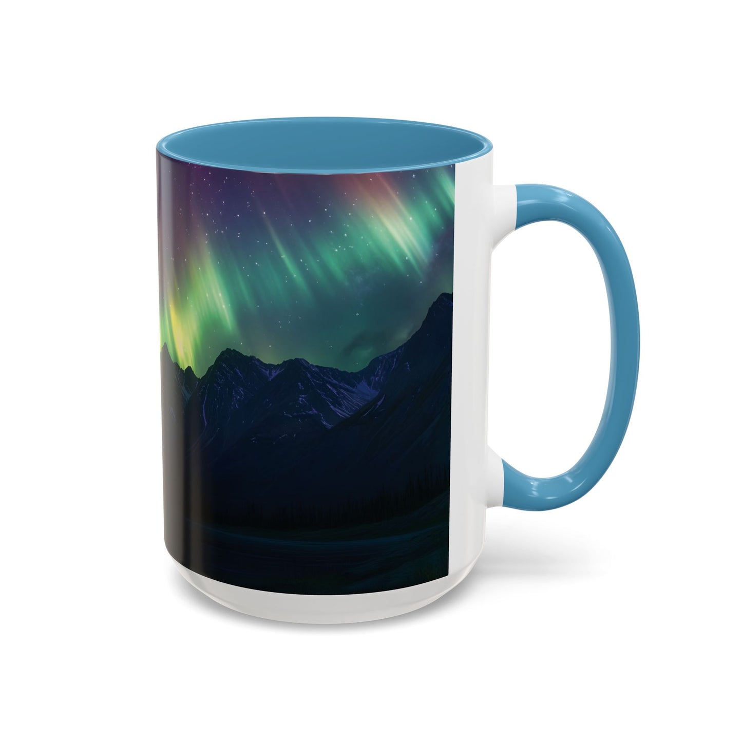 Illuminate Your Mornings: Northern Lights Accented Ceramic Mug 11, 15oz