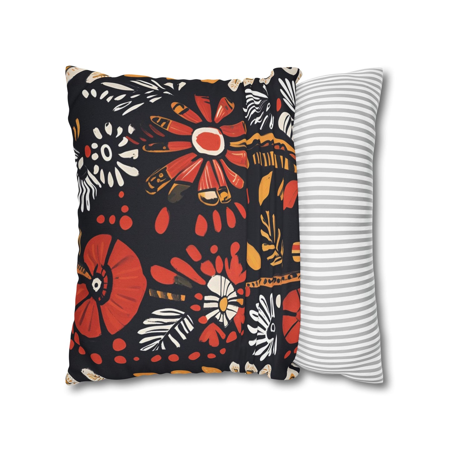 Boho Chic Floral Pillow Cover – Bold Indoor Decor | Spun Polyester Square Pillowcase | Decorative floral pillow