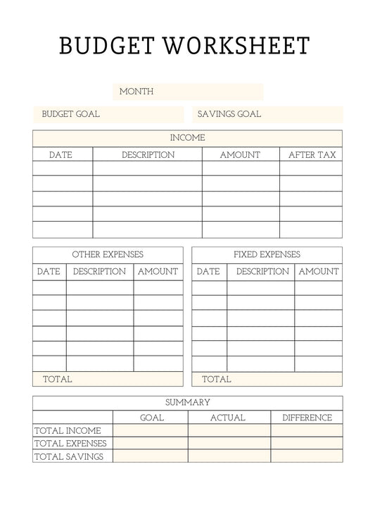 Printable Budget Planner for Sale